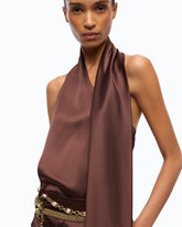 Tuta lunga in satin con fusciacca - | Pinko