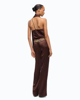 Tuta lunga in satin con fusciacca - | Pinko