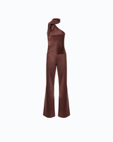 Tuta lunga in satin con fusciacca - | Pinko