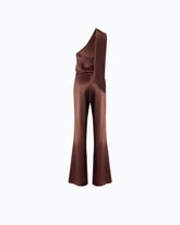 Tuta lunga in satin con fusciacca - | Pinko