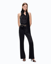 Long satin jumpsuit with sash - | Pinko