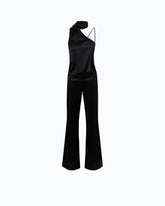 Long satin jumpsuit with sash - | Pinko
