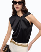 Sleeveless satin blouse - Black | Pinko