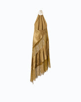 Abito midi asimmetrico in satin con pizzo - | Pinko