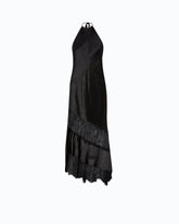 Abito midi asimmetrico in satin con pizzo - | Pinko