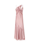 Abito lungo in satin con drappeggio e pizzo - | Pinko