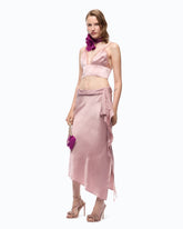 Gonna midi asimmetrica in satin - | Pinko