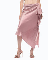 Gonna midi asimmetrica in satin - | Pinko