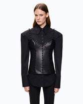 Top bustier effetto pelle con sfere decorative - | Pinko