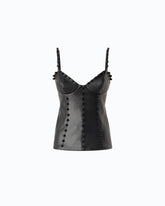 Top bustier effetto pelle con sfere decorative - | Pinko