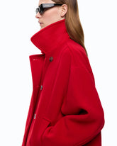 Double-breasted pea coat in double-layered wool-blend cloth - Red | Pinko