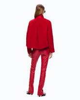 Double-breasted pea coat in double-layered wool-blend cloth - Red | Pinko