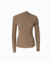 Striped wool-blend mock-turtleneck sweater - | Pinko