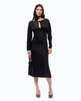 Abito midi effetto satin con arricci - | Pinko