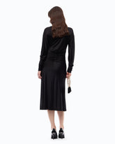 Abito midi effetto satin con arricci - | Pinko