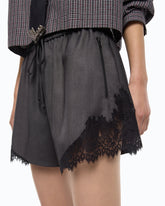 Shorts fluidi con inserto in pizzo - | Pinko