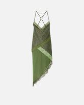 Abito corto asimmetrico in pizzo effetto patchwork - | Pinko