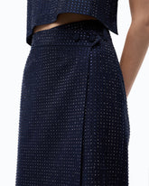 Fully rhinestoned calf-length wrap skirt - | Pinko