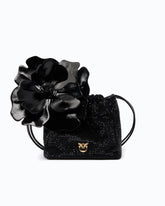 Borsa secchiello a spalla in tessuto full strass con fiore - | Pinko