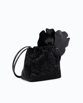Borsa secchiello a spalla in tessuto full strass con fiore - | Pinko