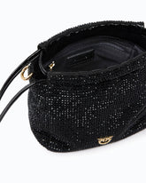 Borsa secchiello a spalla in tessuto full strass con fiore - | Pinko