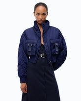Short technical satin bomber jacket - | Pinko