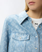 Camicia in denim con logo Love Birds - Blu | Pinko