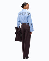 Pantaloni barrel fit in tela fiammata - | Pinko