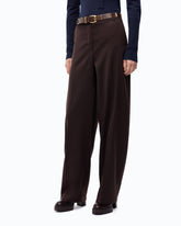 Pantalon barrel en laine mélangée - | Pinko