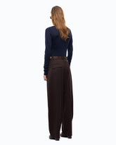 Pantalon barrel en laine mélangée - | Pinko