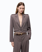 Veste cropped à micro-motif pied-de-poule - | Pinko