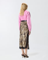 Gonna midi camouflage con pizzo e spacco - | Pinko