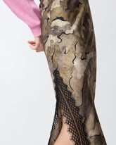 Gonna midi camouflage con pizzo e spacco - | Pinko