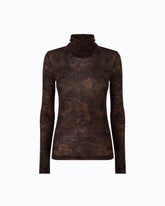 Turtleneck sweater with floral camouflage print - | Pinko