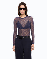 T-shirt en dentelle stretch à logo Love Birds - | Pinko
