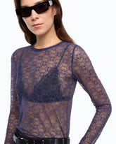 T-shirt en dentelle stretch à logo Love Birds - | Pinko