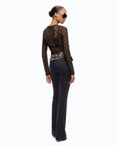 Maglia in pizzo stretch con motivo logo Love Birds - | Pinko