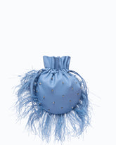 Borsa pouch a tracolla piccola in nappa con piume e borchie PINKO Galleria - | Pinko