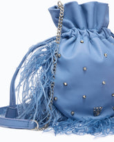 Borsa pouch a tracolla piccola in nappa con piume e borchie PINKO Galleria - | Pinko