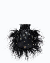 Borsa pouch a tracolla piccola in nappa con piume e borchie PINKO Galleria - | Pinko