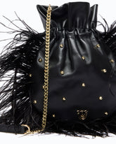Borsa pouch a tracolla piccola in nappa con piume e borchie PINKO Galleria - | Pinko