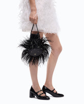 Borsa pouch a tracolla piccola in nappa con piume e borchie PINKO Galleria - | Pinko