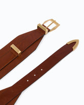 Cintura in pelle sovrapposta 7 cm - | Pinko