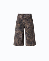 Cotton Bermuda shorts with floral camouflage motif - Multicolor Green-Black | Pinko