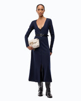 Abito midi in lana con dettagli in pizzo - | Pinko