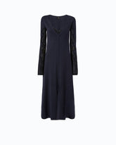 Abito midi in lana con dettagli in pizzo - | Pinko