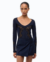 Cardigan en laine avec empiècements en dentelle - | Pinko