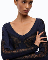 Cardigan en laine avec empiècements en dentelle - | Pinko