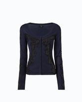 Cardigan en laine avec empiècements en dentelle - | Pinko