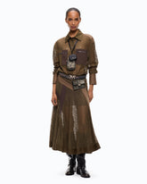 Gonna midi svasata in pizzo con inserti - | Pinko